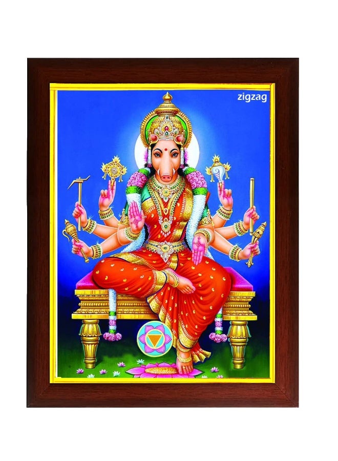 ZIG-ZAG zig zag Varahi Amman Photo Frame For wall / Pooja room Size Medium ( 13.5x9.5 inches, Acrylic Glass, Brown - Image 1